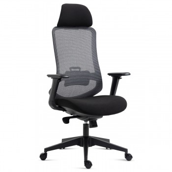 Kancelářská židle, černý plast, černá látka, 4D područky, ko