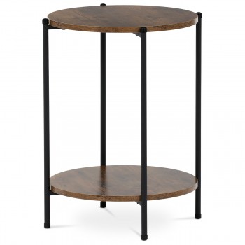 Přístavný stolek, MDF, dekor staré dřevo, kov, černý lak