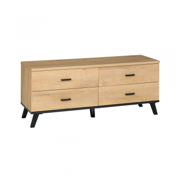 RTV stolek, dub lefkas/černá, SIRAN TYP 7