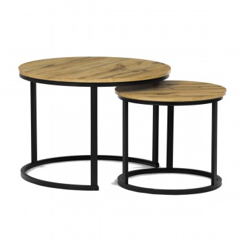 Stůl konferenční, set 2 ks, MDF deska, dekor divoký dub, kov